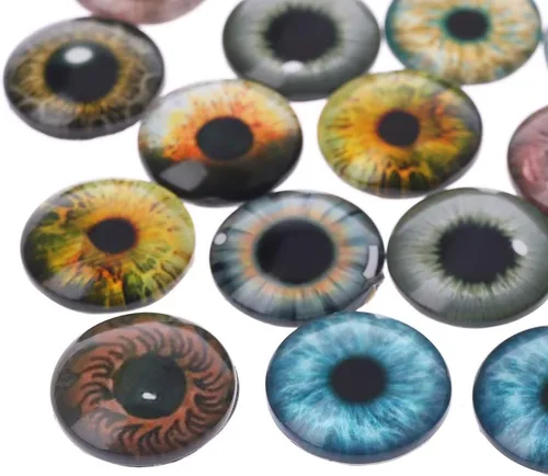 Vista 5 de 20 piezas redondas de cristal de ojo de dragón ojo de dragón ojos animales manualidades globos oculares para ojos de dinosaurio, accesorios