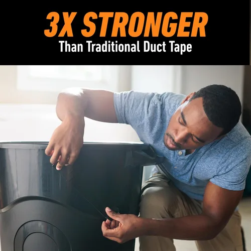 Vista 6 de GORILLA Cinta adhesiva para conductos, cinta negra, 1.88 pulgadas x 50 yardas (paquete de 1) - Resistente para uso pesado y resistente a