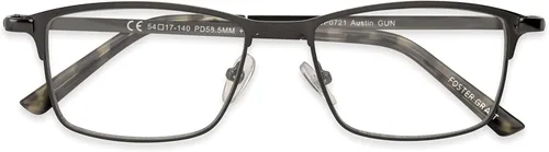 Vista 5 de Foster Grant mens Austin Pop of Power Bifocal Style Blue Light Rectangular Reading Glasses