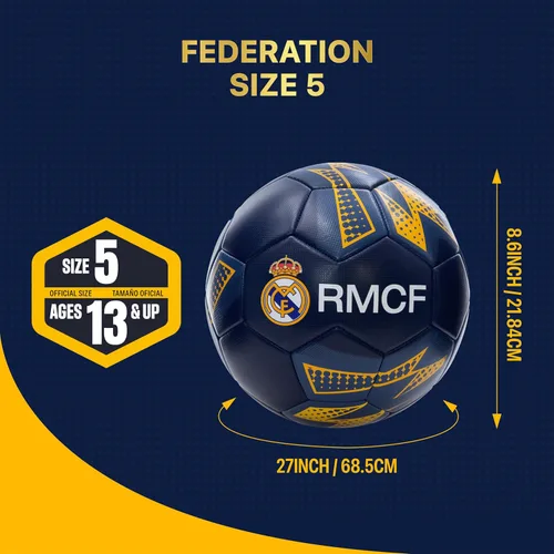 Vista 4 de Icon Sports Real Madrid CF - Balón de fútbol RM95BLT, color azul marino, talla 5