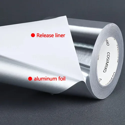 Vista 8 de COSIMIXO Cinta adhesiva de papel de aluminio plateado de 4.0 mil x 2 pulgadas x 20 yardas, resistente, sellado y parches a alta temperatura