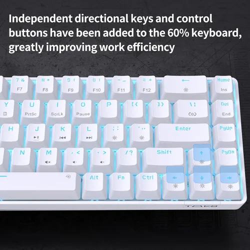 Vista 4 de DIERYA T68SE - Teclado mecánico para juegos, 60%, ultra compacto, mini de 68 teclas con interruptores rojos, teclado con cable, teclas