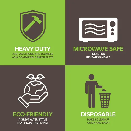 Vista 5 de Stock Your Home Platos 100% compostables comercialmente de 9 pulgadas (100 unidades), plato de papel grande y resistente para la cena, respetuoso