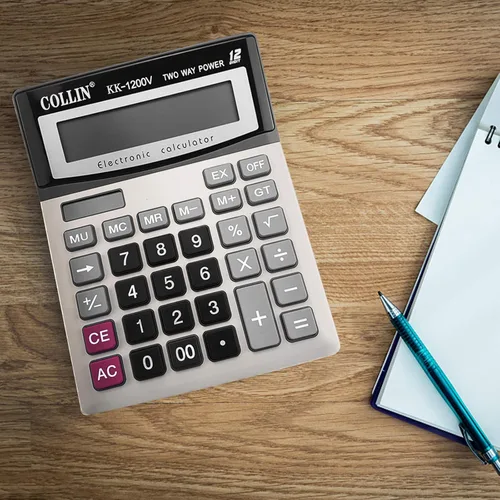 Vista 7 de Calculadora de escritorio, calculadora de oficina con batería solar de 12 dígitos con pantalla LCD grande, botón sensible grande, calculadoras