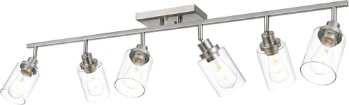 Vista 19 de MELUCEE Kit de iluminación de pista giratoria de 2 luces, foco de montaje semiempotrado en el techo, luces de baño de níquel cepillado para pasillo