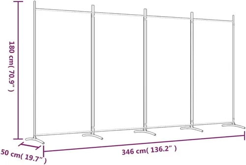 Vista 84 de vidaXL Divisor de habitación de 5 paneles en color blanco, ideal para dormitorio, sala de estar, apartamento de estudio, hecho de material de tela