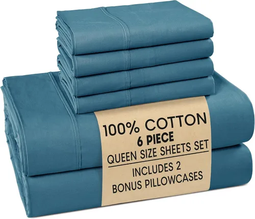 Vista 69 de Casa Platino Juego de sábanas Twin – Sábanas Twin 100% algodón con 2 fundas de almohada, sensación ligera y ajuste seguro, tejido percal crujiente