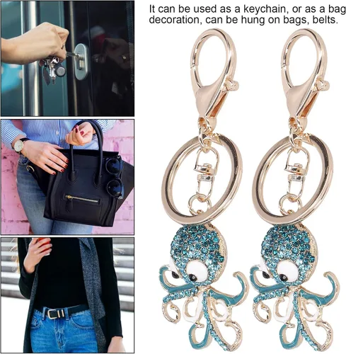 Vista 3 de TOPINCN Keychain Rhinestones Gift Charm Pendant Bag Bubble Bag Key Ring Versatile Ornament Girls 2Pcs Rhinestones Sequins (blue+blue)