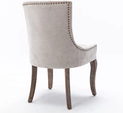 Vista 5 de Dining Chairs and Table & Chair Sets, Ultra Side Dining Chair with Thickened Fabric Upholstery and Solid Wood Legs, Bronze Nail Head Accents, Set of