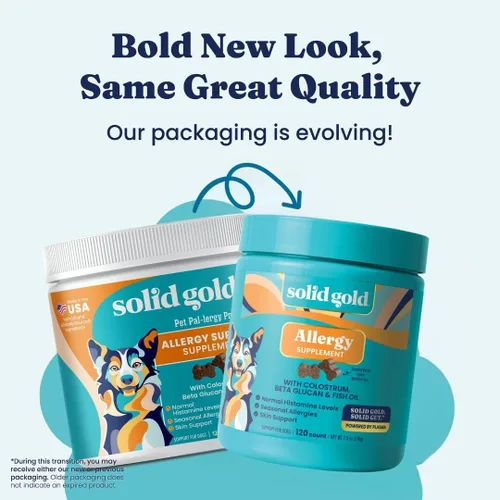 Vista 2 de Solid Gold Masticables para aliviar la alergia de los perros, alivio de la picazón de la piel y apoyo de alergias estacionales, aceite de salmón