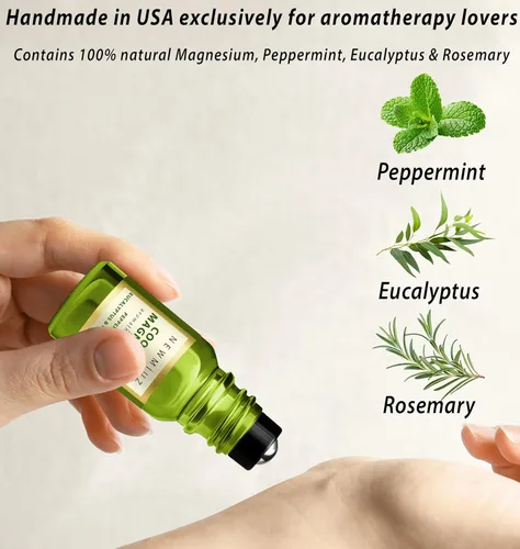 Vista 4 de Rollo de migraña en barra para aliviar el dolor de cabeza con magnesio, aceite esencial de eucalipto, aceite esencial de eucalipto para sinusitis