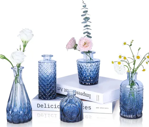 Vista 16 de UPBUD Juego de 36 jarrones de cristal marrón, mini jarrón para centros de mesa, pequeños jarrones de brote ámbar a granel para decoraciones de boda