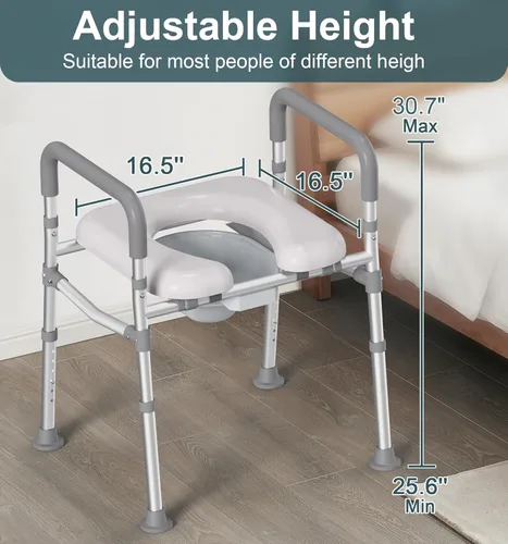 Vista 4 de HOMLAND - Asiento elevado para inodoro con asas, elevador de asiento de inodoro de 500 lb elegible para FSA HSA para personas mayores con bandeja