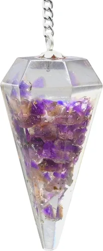 Vista 27 de Péndulos de cristal de orgón de amazonita de Amazing Gemstone para adivinación y radiestesia, péndulo de cristal con verdadero movimiento