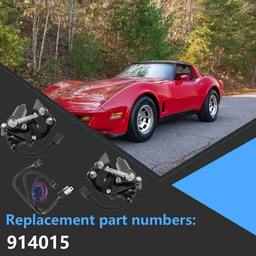 Vista 2 de Motor eléctrico para faros delanteros, izquierdo y derecho 914015, compatible con Chevrolet Corvette C3 1968-1982, 4 pines