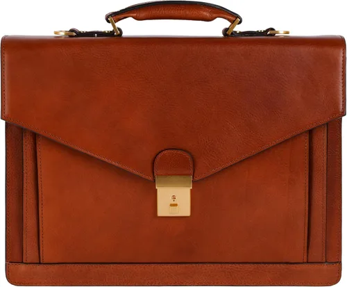 Vista 9 de Time Resistance Leather Briefcase for Men - Business Laptop Bag - Italian Handmade Leather Bag - Attache - Gift Box Included