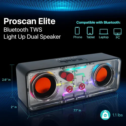 Vista 2 de Altavoz Bluetooth portátil - Altavoces duales inalámbricos Altavoz Bluetooth pequeño con luces Entrada de tarjeta AUX y TF Ideas de regalos
