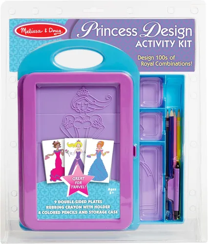 Vista 10 de Kit de actividad Melissa & Doug, diseño de moda arte, 9 Platos doble cara sobar, 4 lápices, crayón