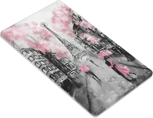 Vista 3 de Paris - Placa de pared en blanco individual de la Torre Eiffel, 1 banda, sin dispositivo, placa de pared en blanco rosa, cubierta decorativa