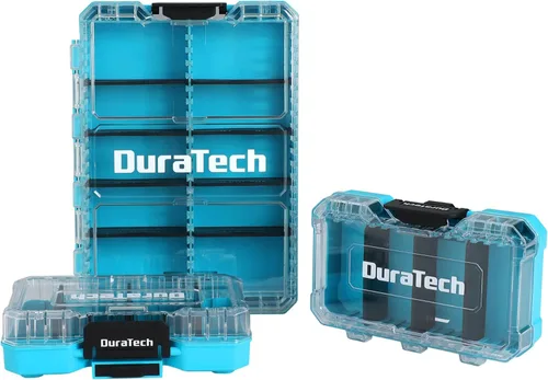 DuraTech 3 Piezas Organizador de Piezas Pequeñas, 14 Compartimentos, Separadores Removibles, Organizador de Caja de Herramientas Portátil con Tapa