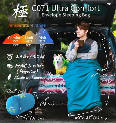 Vista 2 de Litume Saco de dormir compacto de 68 °F a 50 °F 1.6 libras, saco de dormir combinable ligero portátil para adultos para mochileros, camping