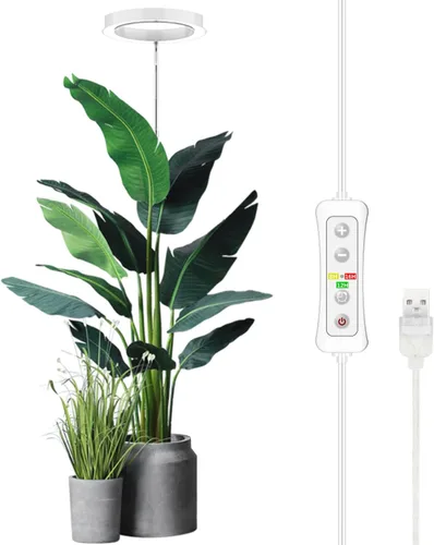 yadoker Luz de Crecimiento de Plantas, Luz de Cultivo LED de Espectro Completo para Plantas de Interior, Altura Ajustable, Temporizador Automático