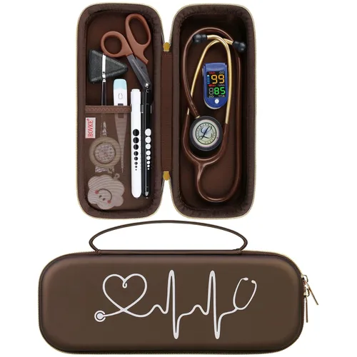 Vista 24 de BOVKE - Estuche para estetoscopio 3M Littmann Classic III, Lightweight II S.E, MDF Acoustica Deluxe, con espacio extra para tijeras para vendas