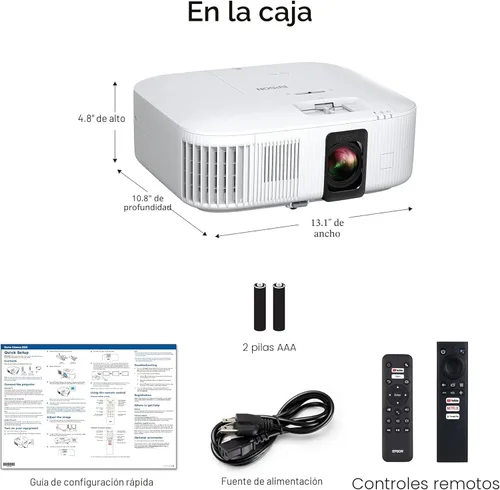 Vista 3 de Epson Home Cinema 2350 4K PRO-UHD Proyector Inteligente para Juegos con Android TV, 3-Chip 3LCD, HDR10, HLG, 2,800 Lúmenes, Baja Latencia, Altavoz
