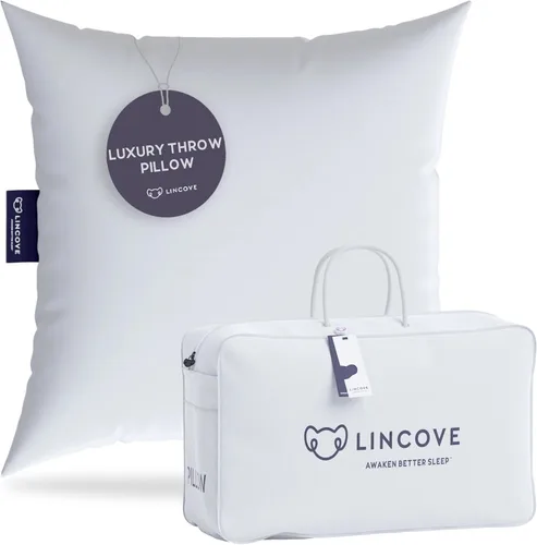 Vista 16 de Lincove Euro - Almohada cuadrada de 12 x 12 pulgadas, fabricada en Canadá, funda 100% algodón, relleno alternativo al plumón, apto para veganos