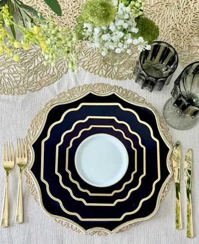 Vista 2 de OCCASIONS" - 10 piezas de platos base de plástico festoneados desechables/reutilizables de 13.25 pulgadas para bodas