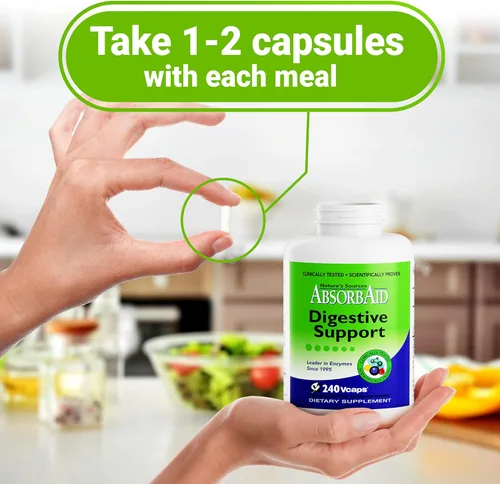 Vista 8 de AbsorbAid Enzimas digestivas 240 vCaps, probado para aumentar la absorción de nutrientes vitales hasta en un 71%