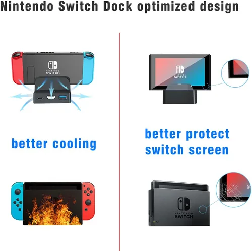 Vista 3 de Switch Dock para Nintendo Switch y Switch OLED versión mejorada Dock portátil Nintendo Switch Dock Base de repuesto Nintendo Switch Estación