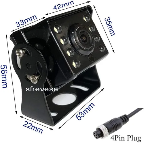 Vista 4 de Kit de cámara y monitor de visión trasera para vehículo, IP69 impermeable visión nocturna HD 1080P cámara trasera + grabación IPS SD DVR de 7
