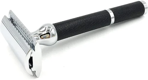 Parker 71R - Maquinilla de afeitar de seguridad de doble filo con 5 hojas de afeitar Parker Platinum de acero inoxidable, mango de latón galvanizado