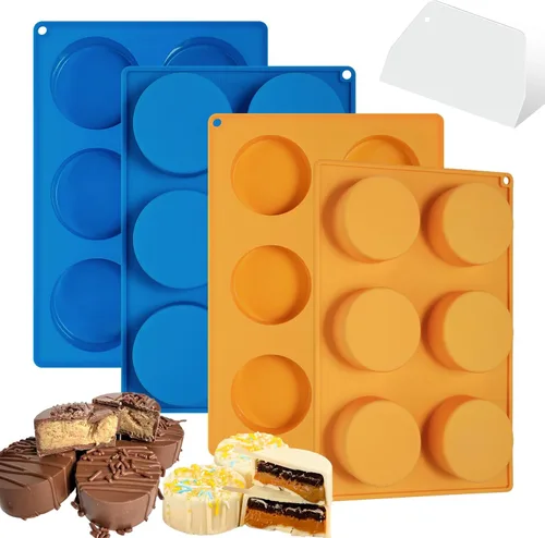 Vista 8 de Webake Juego de moldes para discos de pastel de tamaño pequeño, moldes planos de silicona para tartas de 1.75 x 0.75 pulgadas, sin BPA, 2 moldes y 1