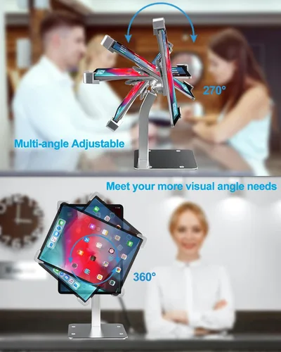 Vista 5 de woleyi Anti-Theft Desktop Tablet Kiosk Stand Holder, Heavy Duty Countertop Tablet POS Display Mount with Security Lock and Key, Compatible iPad