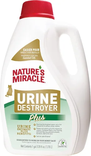 Nature's Miracle Cat Orine Destroyer Plus 1 galón y Spray eliminador de manchas avanzado para gatos, 32 onzas líquidas