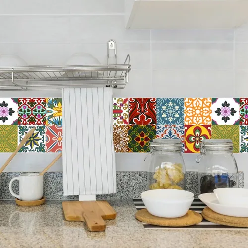 Vista 6 de RoyalWallSkins Calcomanías decorativas para azulejos de 4 x 4 pulgadas, juego de 16 unidades, autoadhesivas para azulejos de cocina, baño