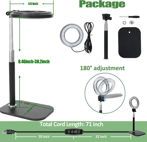 Vista 6 de AKRRYR Full Spectrum LED Plant Light for Indoor Plants, Grow lamp with Stable Base, Height Adjustable and 3 Switch Modes, 3912H Timer 10-Level