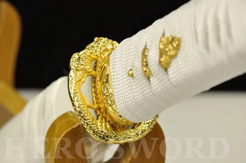 Vista 4 de Espada samurái japonesa hecha a mano, espiga completa, afilada, puede cortar árboles de bambú (oro tanto) arma real decoración del hogar y regalo