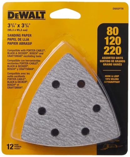 Vista 2 de DEWALT DWASPTRI papel de lija triangular de enganche y giro, surtida, paquete de 12