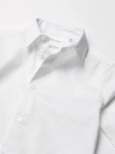 Vista 4 de Calvin Klein Camisa de vestir de manga larga para niño estilo con puños abotonados y dobladillo de cola de camisa