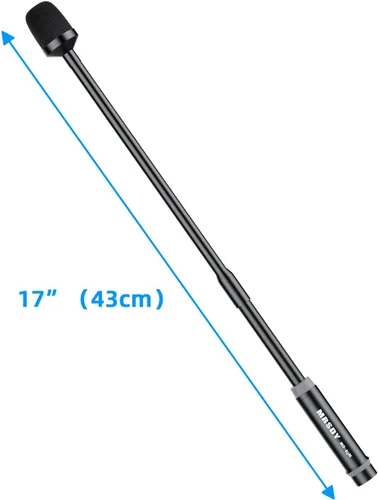 Vista 3 de MRSDY Micrófono de cuello de cisne, micrófono dinámico profesional XLR de 17 pulgadas, metal negro que soporta rotación de 360°, flexión, reducción