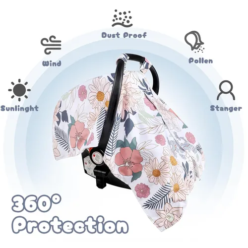 Vista 2 de Funda de asiento de automóvil para bebé, cubierta de toldo de asiento de automóvil para niñas recién nacidas, fundas suaves y transpirables de Minky