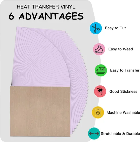 Vista 3 de JANDJPACKAGING Vinilo de transferencia de calor rosa HTV – Paquete de 35 vinilos para planchar de 12 x 10 pulgadas para camisetas, vinilo HTV rosa