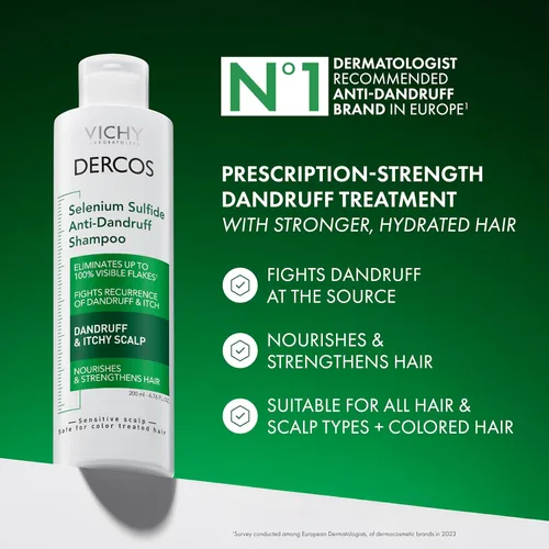 Vista 2 de Dercos Dandruff Shampoo, Antifungal Dry Scalp Treatment & Itchy Scalp Relief, Prescription Strength Selenium Sulfide Comparable to 2% Ketoconazole