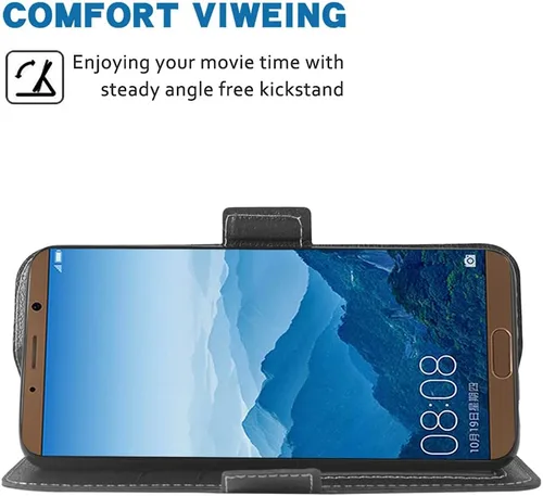Vista 3 de Compatible con Huawei Mate 10 Pro - Funda tipo cartera de cuero con tapa para tarjetero, accesorios para celulares, monedero folio, fundas