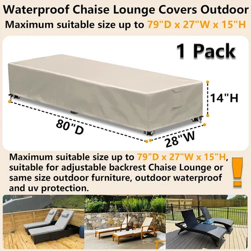 Vista 2 de Funda para tumbona para exteriores, 1 paquete de fundas para sillas de patio, impermeables, 600D, material resistente a la intemperie, protección