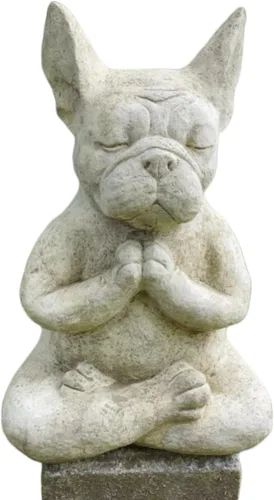 YWHWXB Figura meditadora de bulldog francés, estatua de Buda de perro de yoga zen, decorativa coleccionable para decoración del jardín del hogar