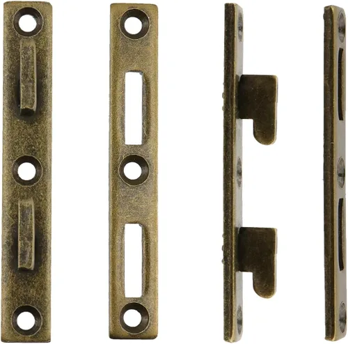 Vista 16 de Antrader Juego de 4 sujetadores de riel de cama de 3 pulgadas, accesorios de conexión de riel de cama de madera, gancho redondo de zinc para cama